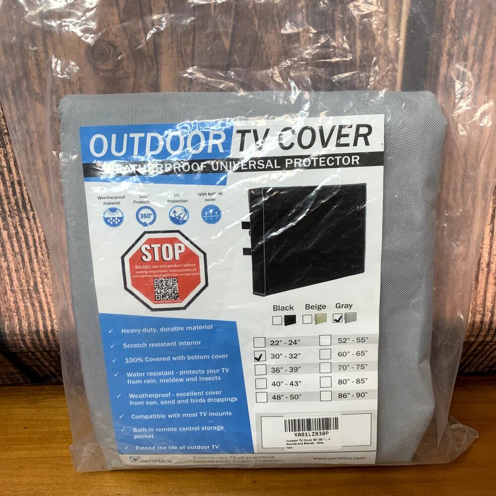 Garnetics Outdoor TV Cover Gray 30-32 Weatherproof Universal